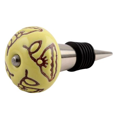 Calla Lily Brown Etched Ceramic Wine Stopper (Pack Of One Piece)